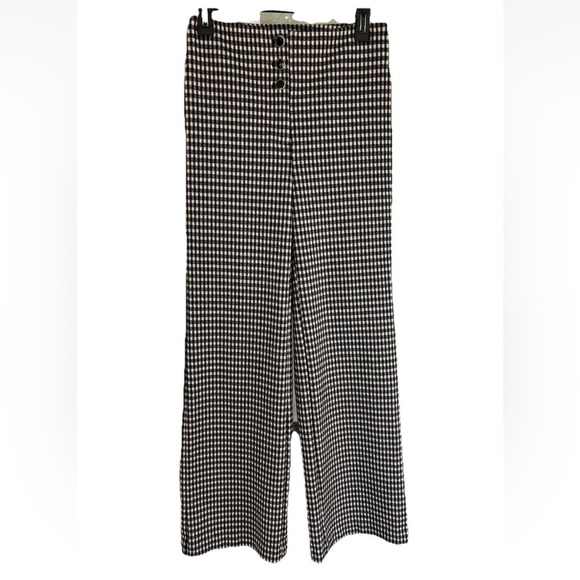 Ann Taylor Pants - Ann Taylor Houndstooth Wide Leg Trousers Sz 0 Pants Ivory Black Career Preppy